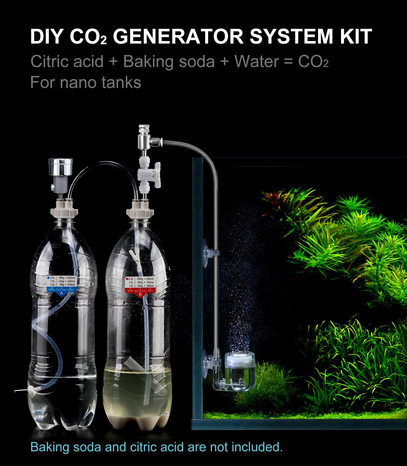 Clscea Aquarium DIY CO2 Generator System Kit with Needle Valve & CO2 Diffuser, G211 - image 5
