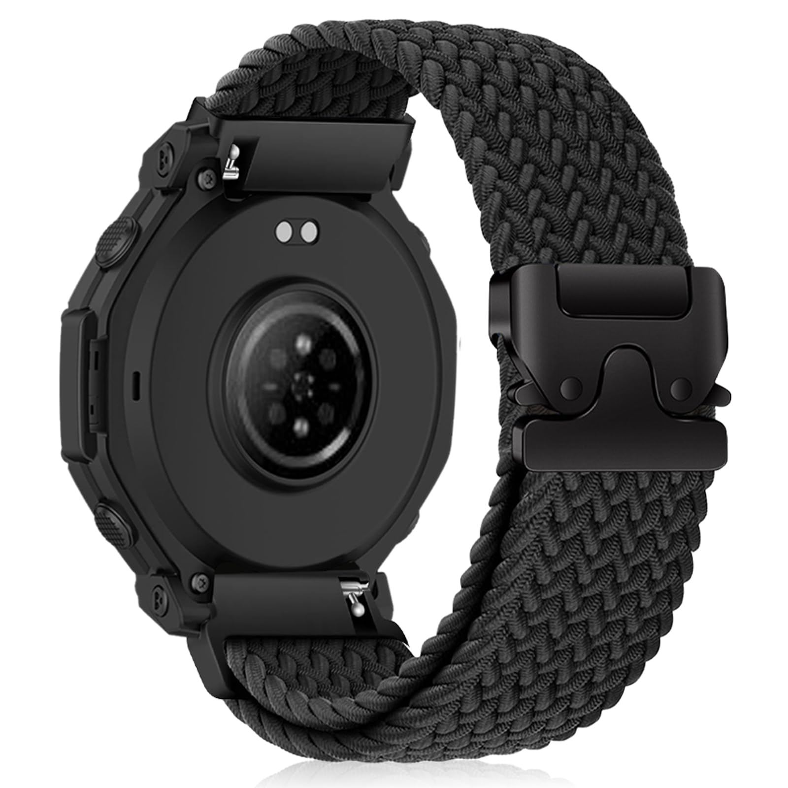 22 mm Nylon Strap for Amazfit Balance Ultra/3/2/Cheetah 2 Ultra/Active Max/T-Rex 3 Pro 48 mm, Elastic Braided Watch Wristbands for Amazfit Bip Max/Bip 6/5/5 Unity - Black