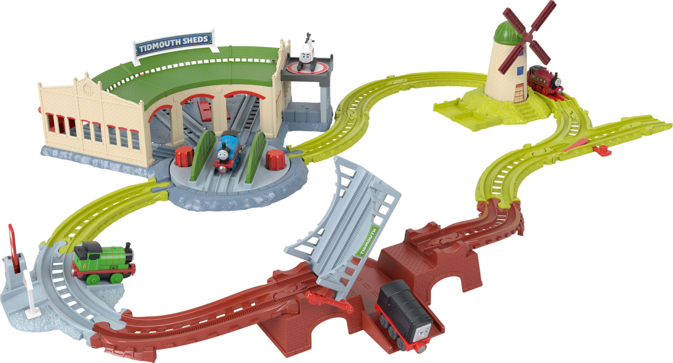 Thomas & Friends Fisher-Price - Set di trenino con piattaforma girevole e accessori, via espandibile, per bambini dai 3 anni in su