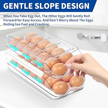 MesRosa Egg Holder for Fridge, Automatic Rolling Egg Organizer -1 Layer