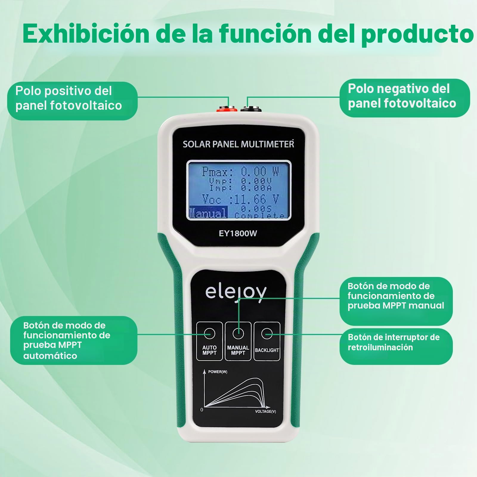 Solar Panel mppt tester 1800W Comprobador de paneles solares PV dispositivo de medición solares optimizador Para medir la potencia de los módulos solares, no superior a DC 20-120V 60A.