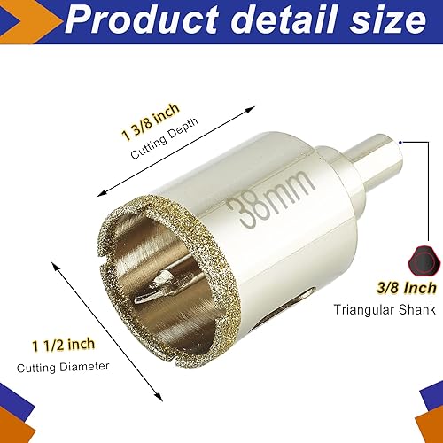 Miniatura 3 de DaduoRi - Sierra perforadora de diamante de 1 12 pulgadas (1.496 in) con broca piloto, sierra de agujero para azulejos DaduoRi de 1.5 pulgadas con