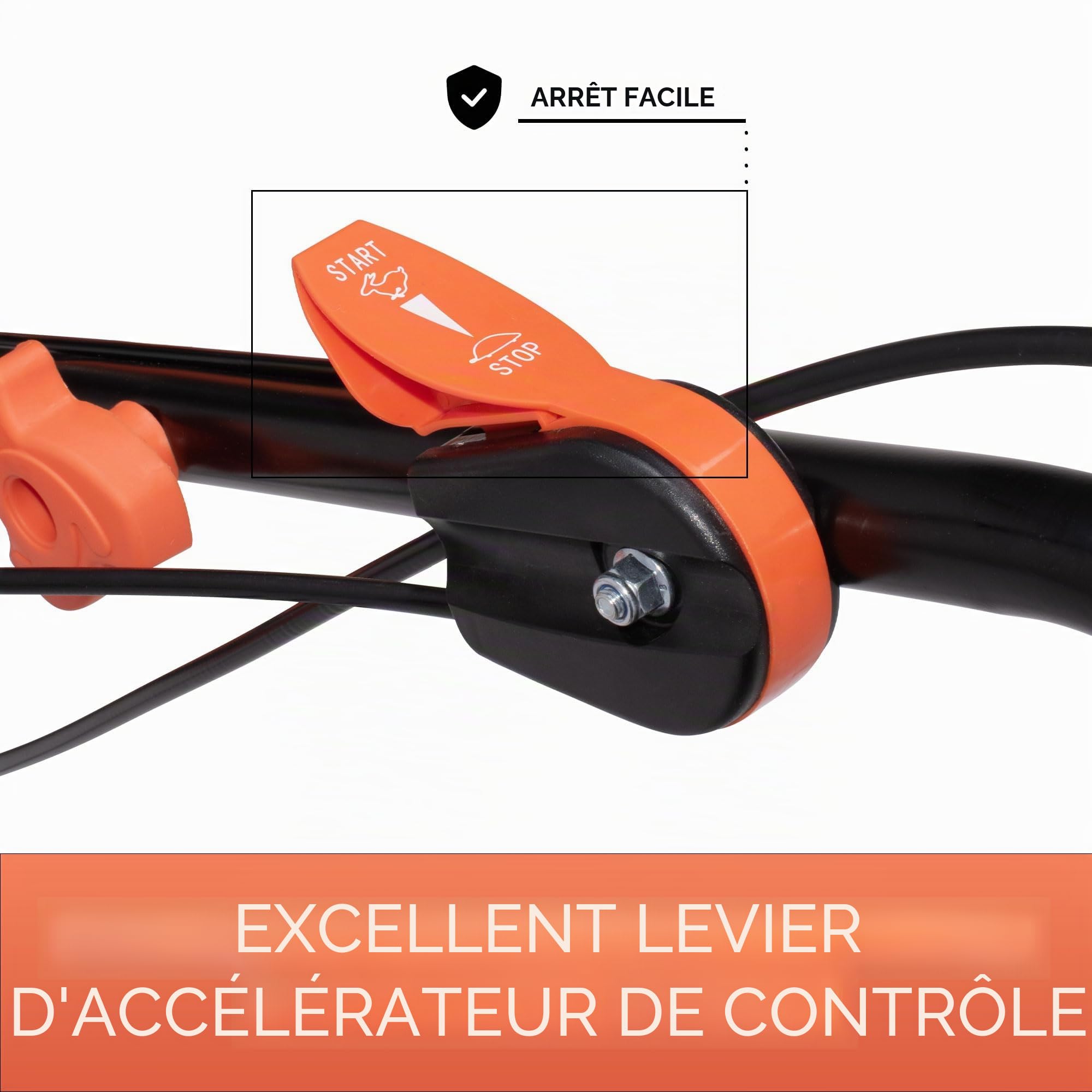 Boudech Tukang 212 Motoculteur pour jardin à essence 4 temps 6.1HP Moteur 212cc avec 6 fraises Ø40 cm 24 lames Largeur de travail 34-62-85 cm Profondeur de travail 40 cm