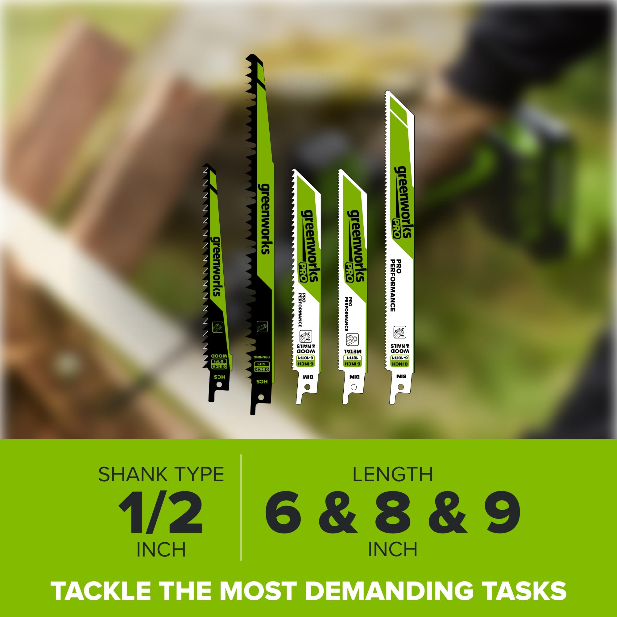 Greenworks PA53301A1 Lot de 12 lames de scie alternative multi-usages avec étui de transport