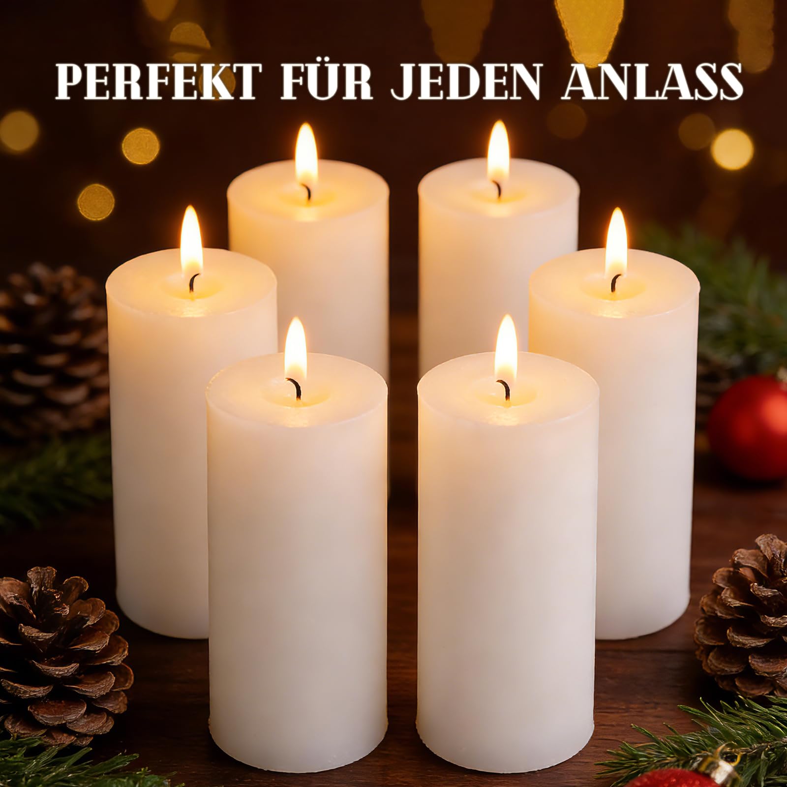 Lot de 12 Bougies Piliers Blanches non Parfumées - 5 x 10 cm - Longue Durée 30h - Paraffine de Haute Qualité avec Mèche en Coton - Décoration pour Mariage, Église, Maison et Fêtes