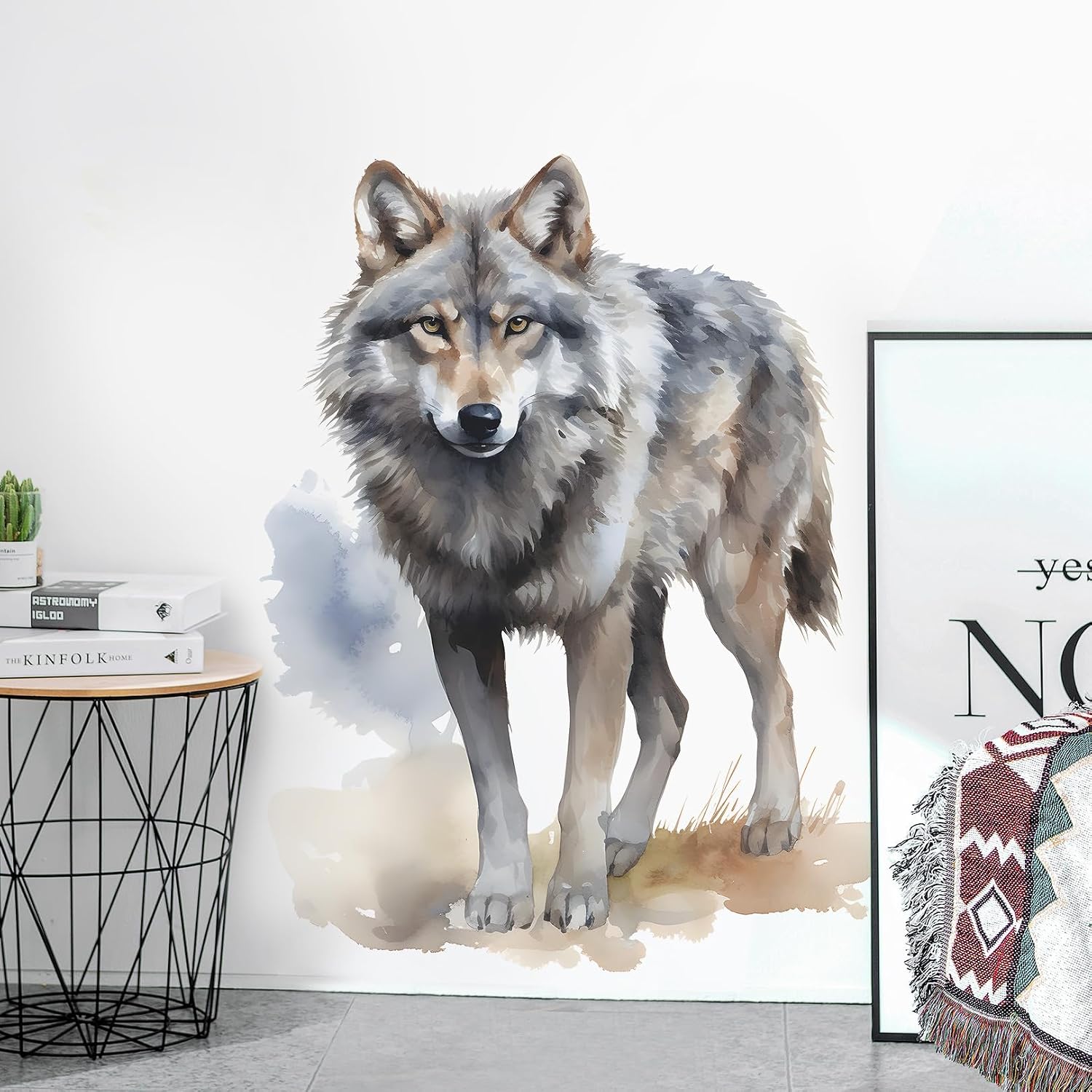 Lifelike Wolf Animal Wall Decal Peel and Stick Jungle Wild Animal Wall Stickers Removable Vinyl Wall Arts Decor for Kids Boys Bedroom Living Room Club Party fun-e50