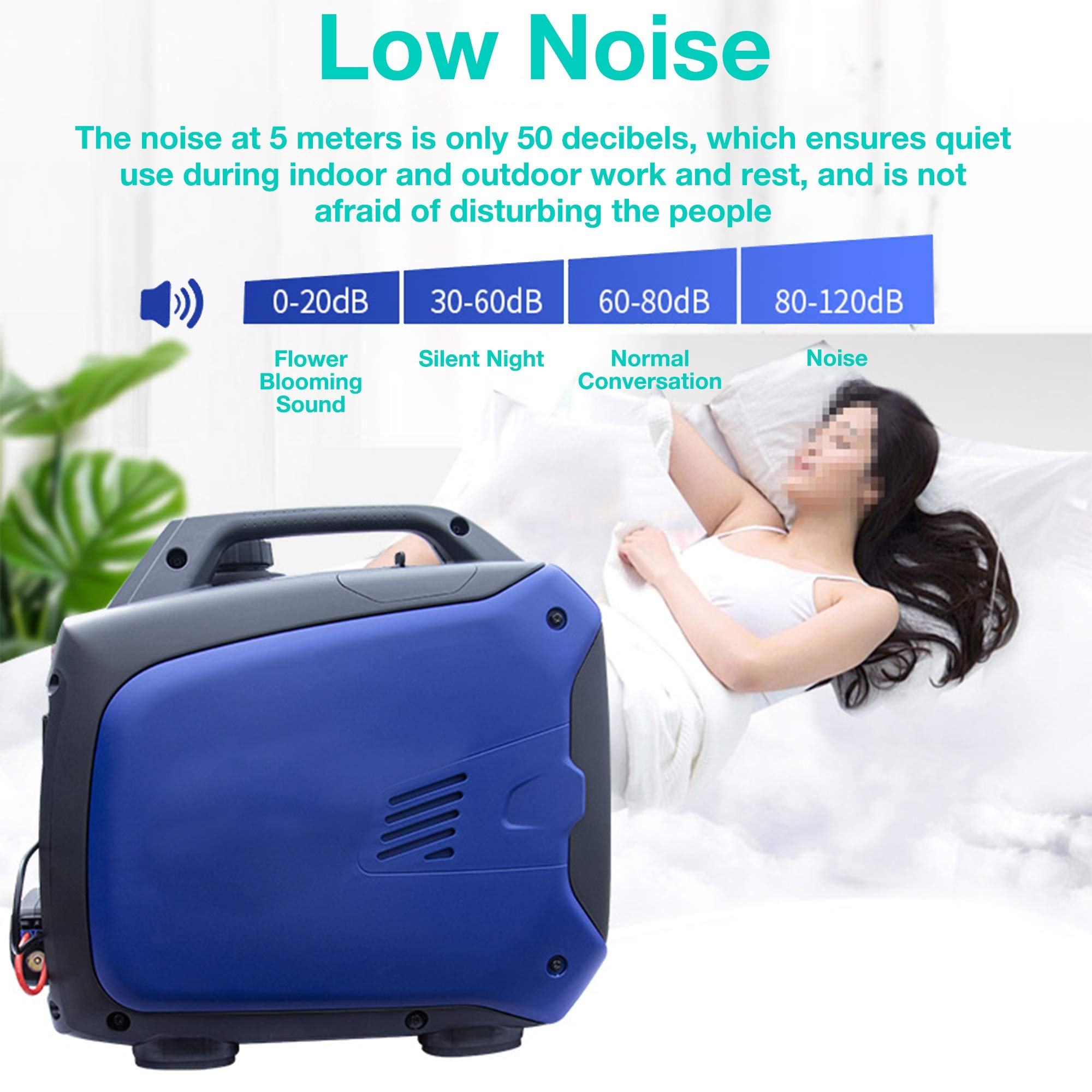 TGHY 1000W / 1800W / 2200W / 3500W Generador Portátil Inverter con Corte de Combustible Ultraligero y Silencioso Generador de Gasolina para Vehículos Recreativos Camping