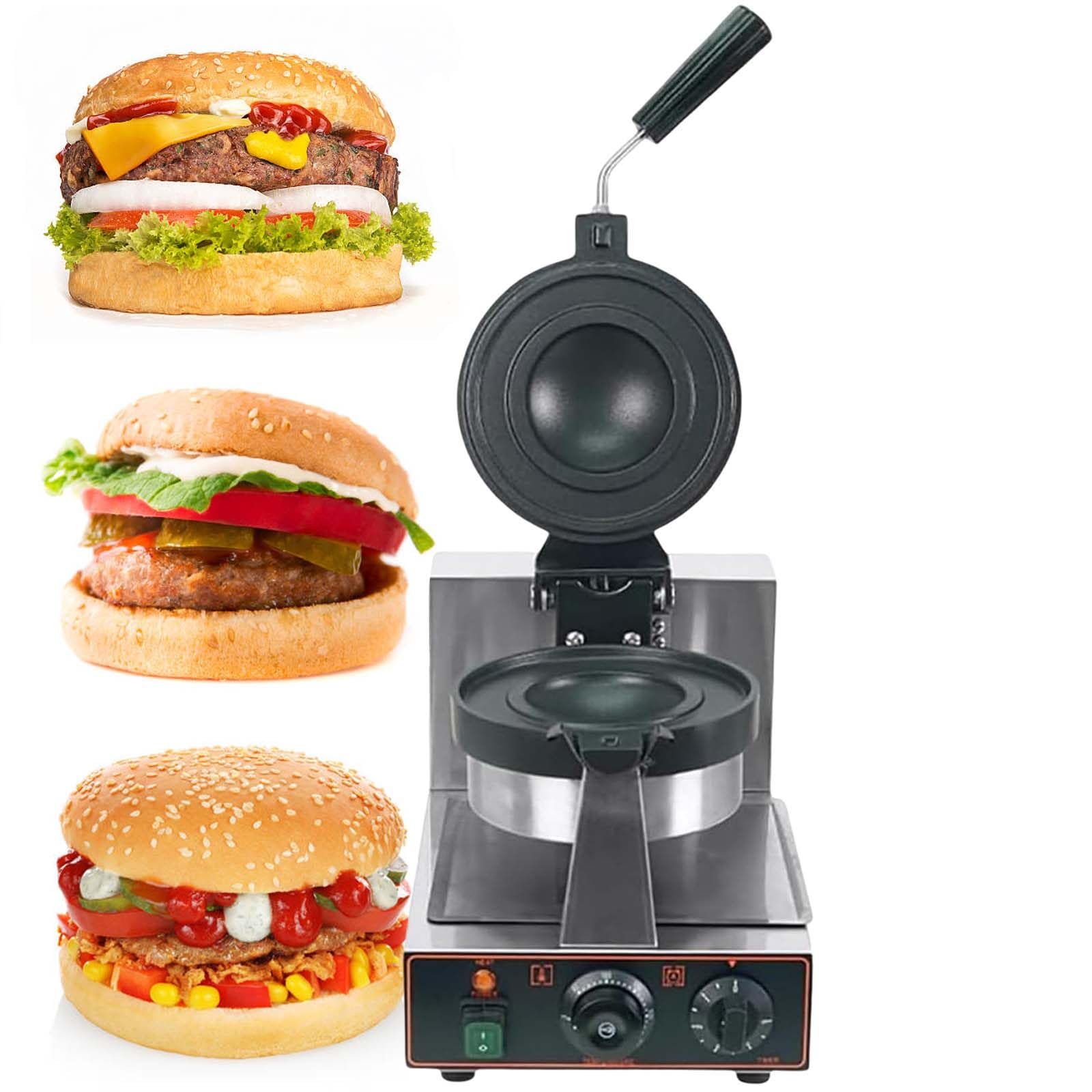 Stainless Steel Ice Cream Burger Baker,Non Stick Electric Panini UFO Hamburger Machine 1300 W/2600 W,for Bakeries Restaurants Household Commercial SingleHead