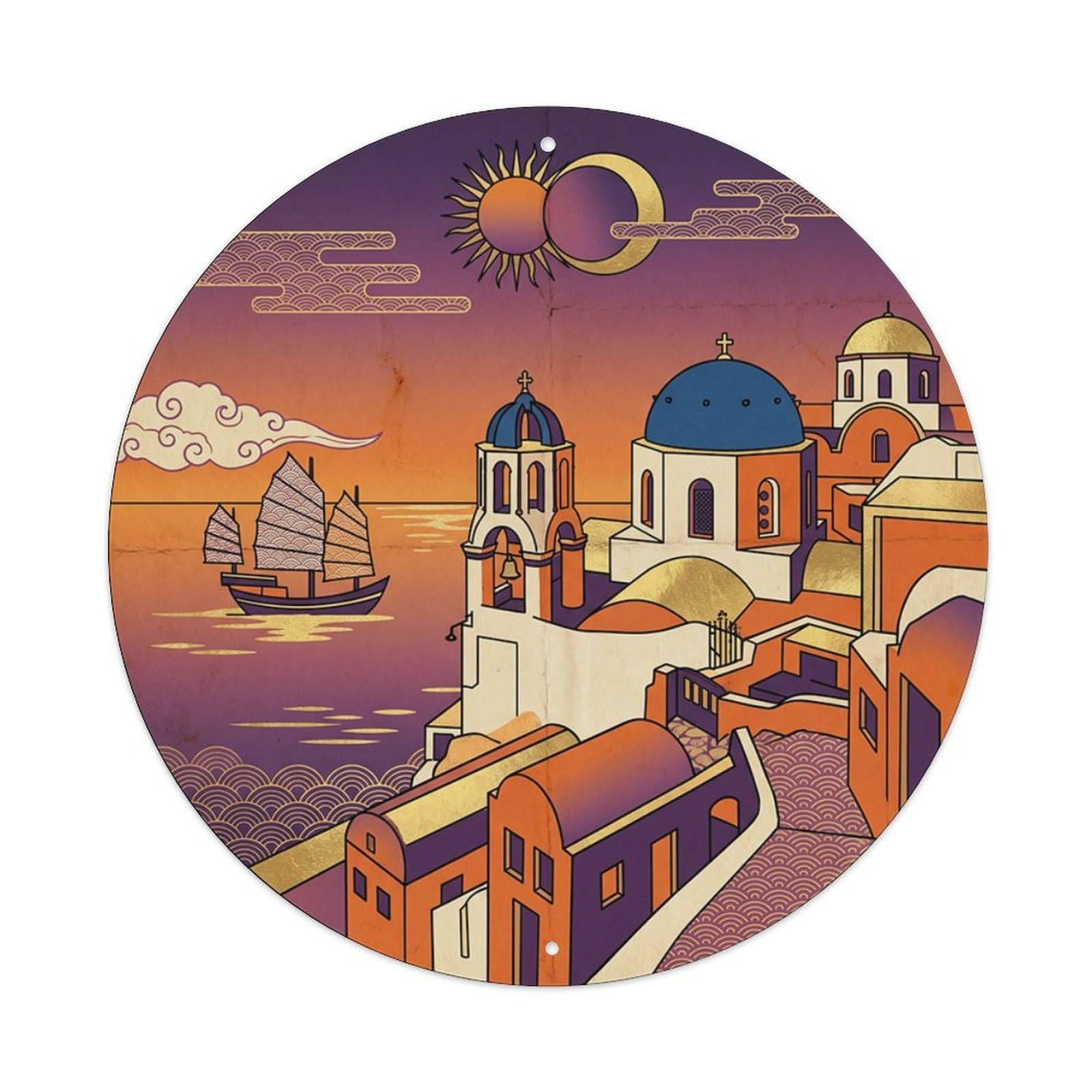 Venetian Architecture Oia Santorini Greece Travel Metal Tin Sign