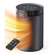 QEXREED Stufetta Elettrica Basso Consumo, 1500W, PTC, Modalità ECO & Breeze, 4 Modalità di Calore, Timer 24H, Termostato, Telecomando, Protezione da Ribaltamento e Surriscaldamento per Casa, Ufficio