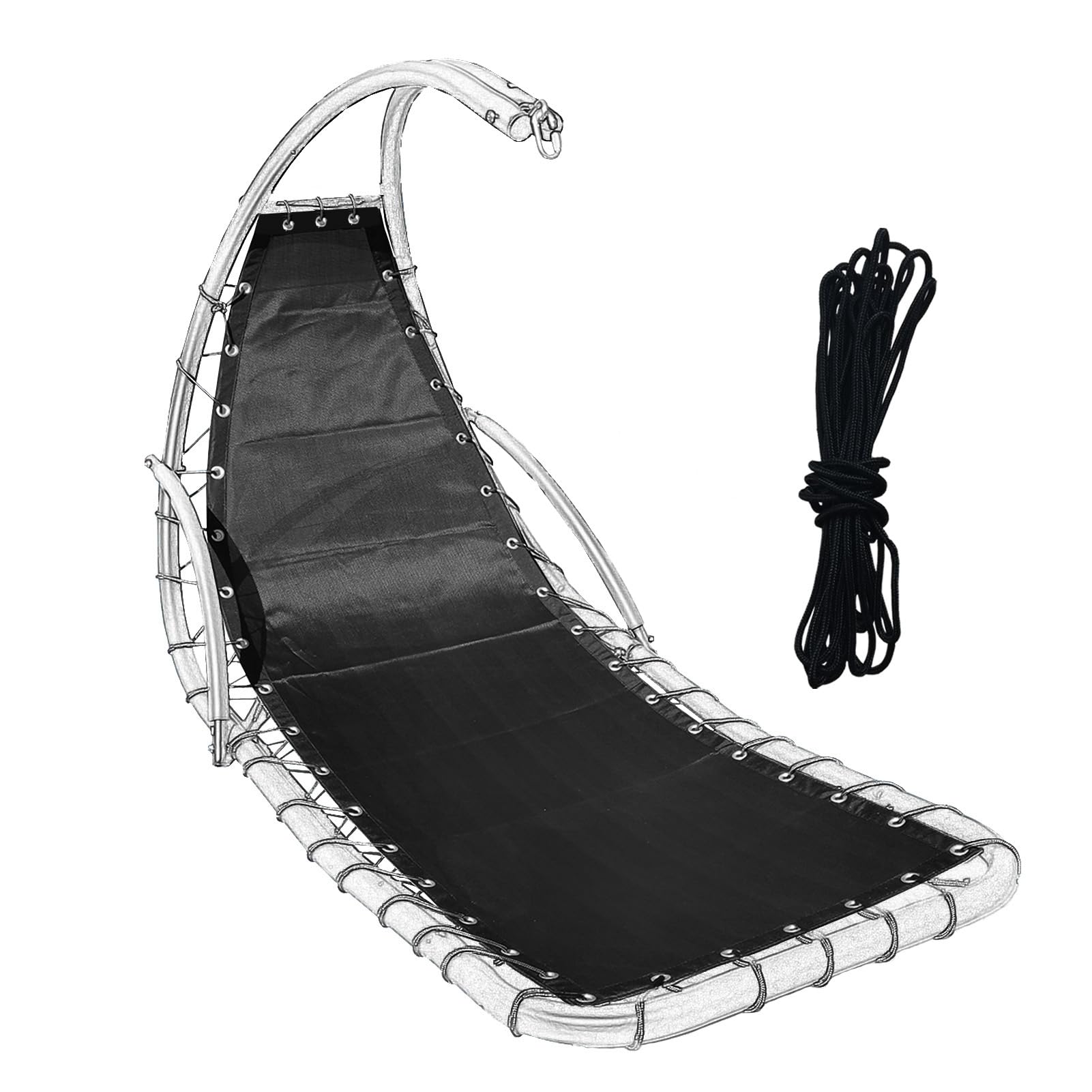 Waterproof Replacement Mesh with Rope for Outdoor Hanging Lounger Chair Hammock Curved Swing Chaise High Tensile Strength Fade-Resistant