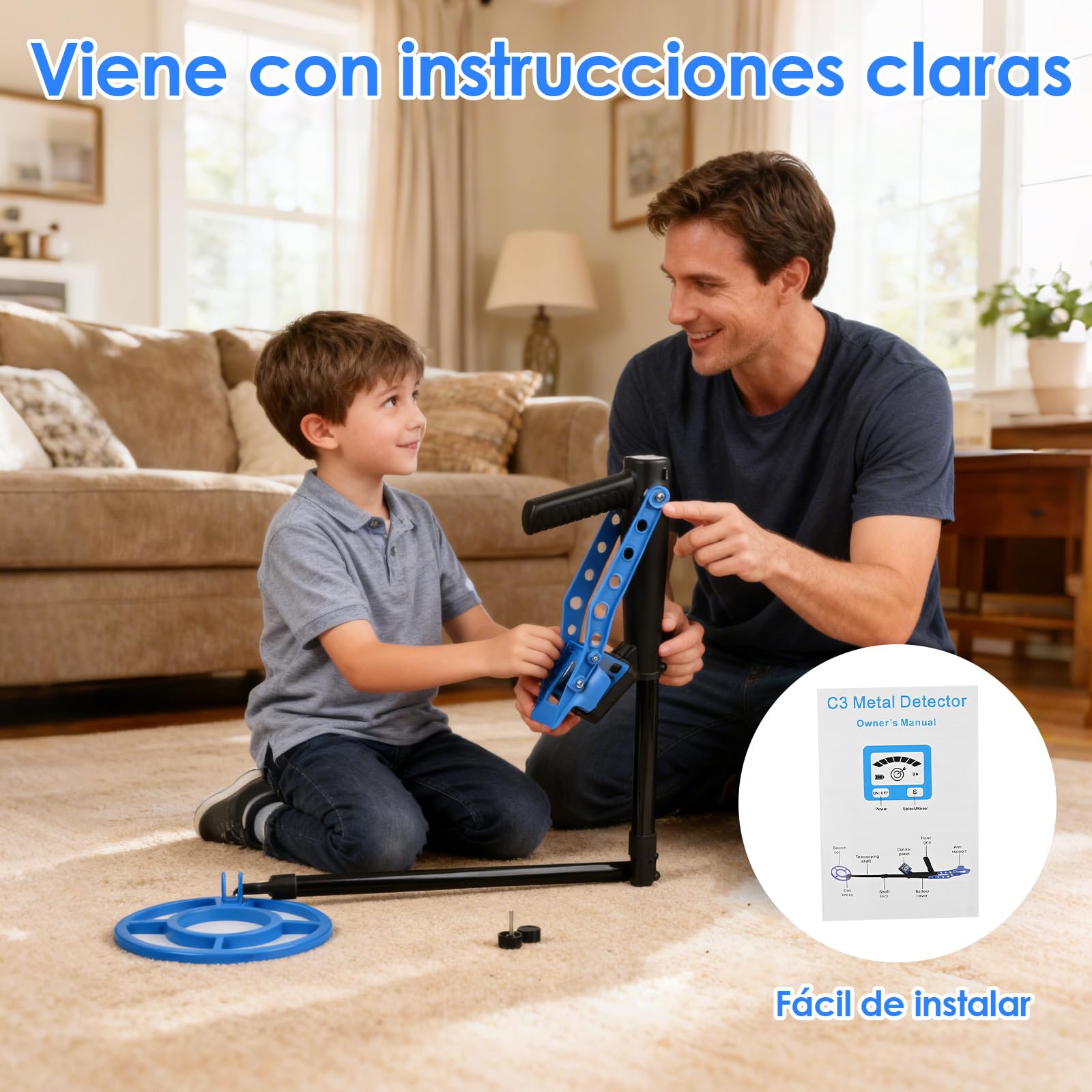 Dreamhigh Detector de metales para niños, detector de metales ligero con mango ajustable, fácil de montar, volumen ajustable, para la búsqueda del tesoro en la playa, en el parque, en el jardín o al
