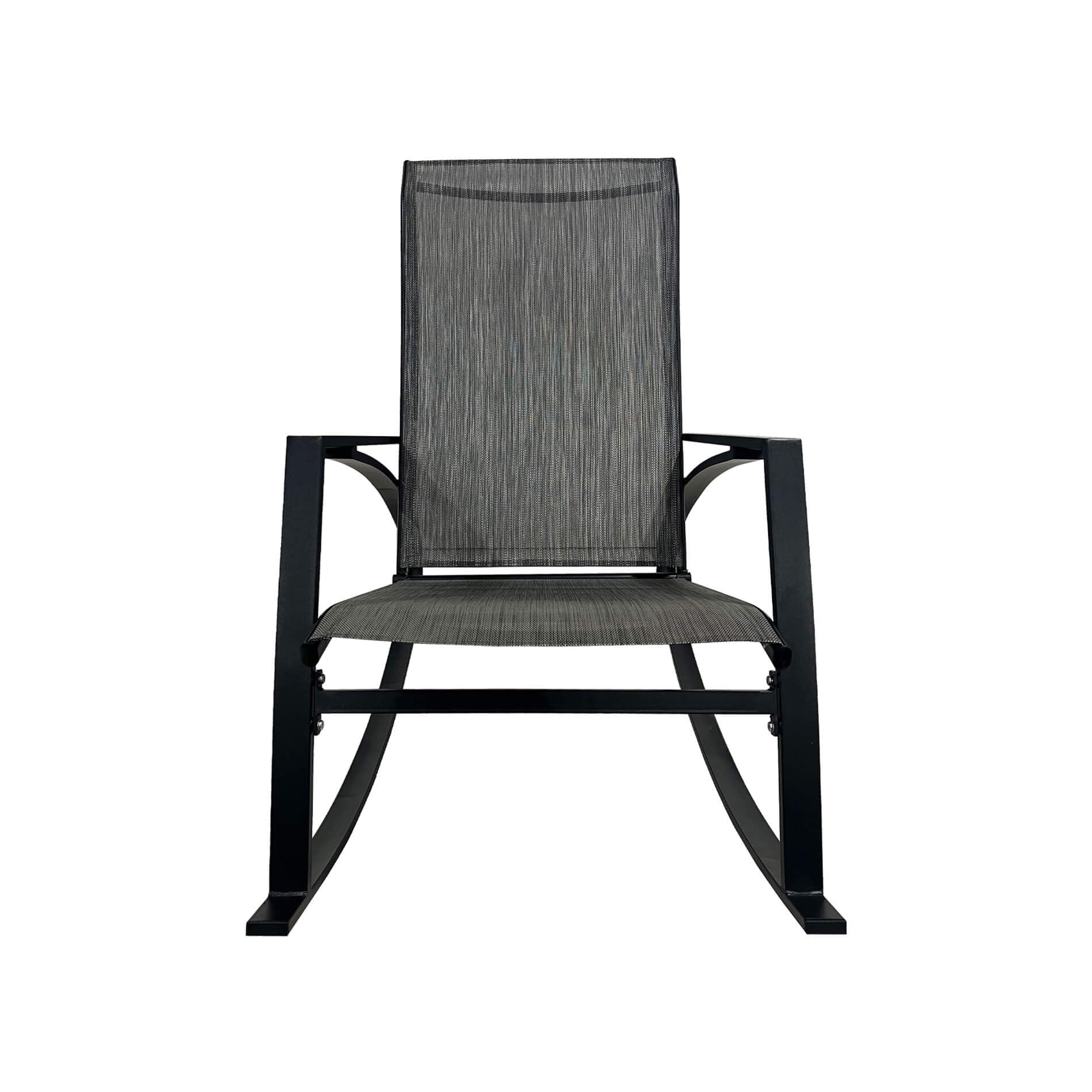 Rebecca Mobili Silla mecedora, Silla de exterior, Negro Gris Oscuro, Acero Poliéster, Robusto, Estilo Moderno, para Jardín Veranda. Dimensiones HxLxP: 94 x 104 x 60 cm. Art. RE7186