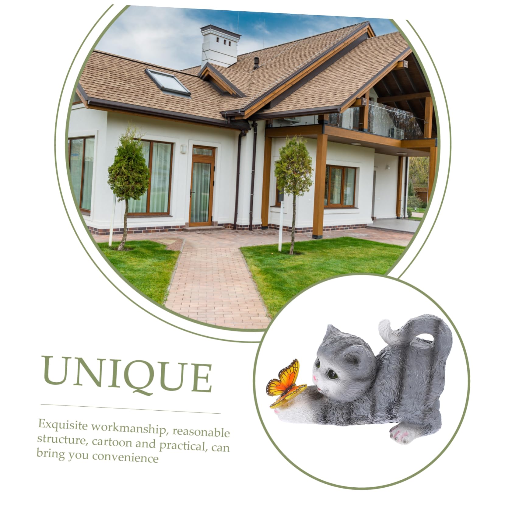 Happyyami Realistische Katzenstatue aus Kunstharz mit Dekorativem und Praktischem Design Einzigartige Gartendekoration für Lehrer und Sammler im Außenbereich