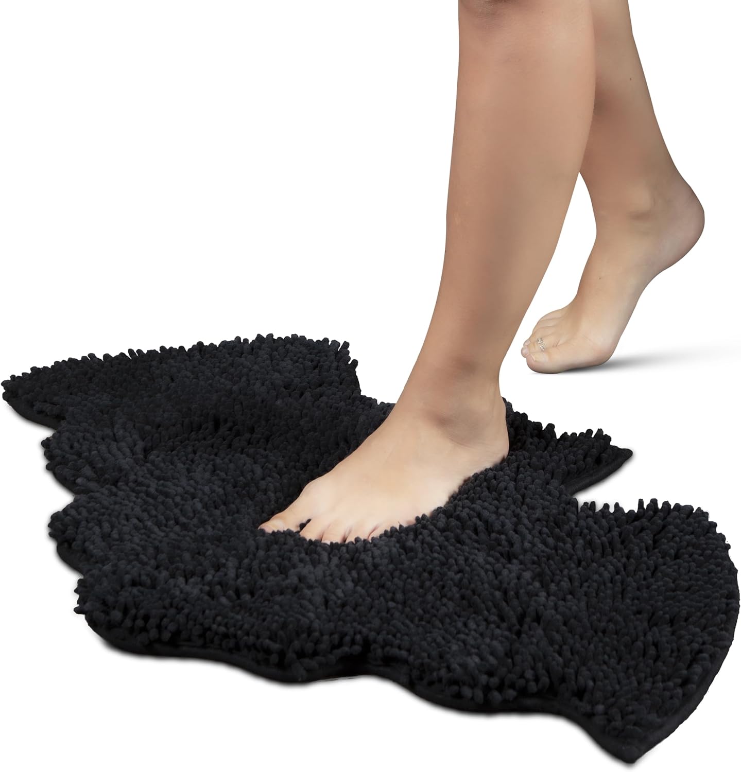 MANNY'S MYSTERIOUS ODDITIES Chenille Bat Bath Mat - 32 Inch by 20 Goth Bathroom Rug Extra Thick, Soft, Absorbant, and Machine Washable - Non Slip and No Creases - Bathroom Decor