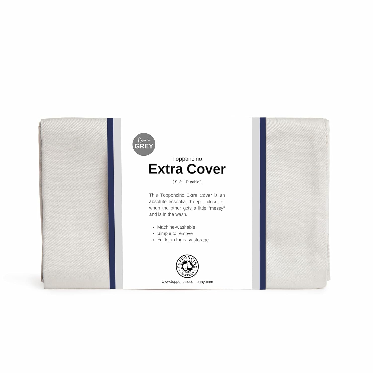Organic Topponcino Extra Cover (Grey) | The Insert Sold Separately | Fits All Topponcinos from The 100% Organic Cotton | Machine Washable
