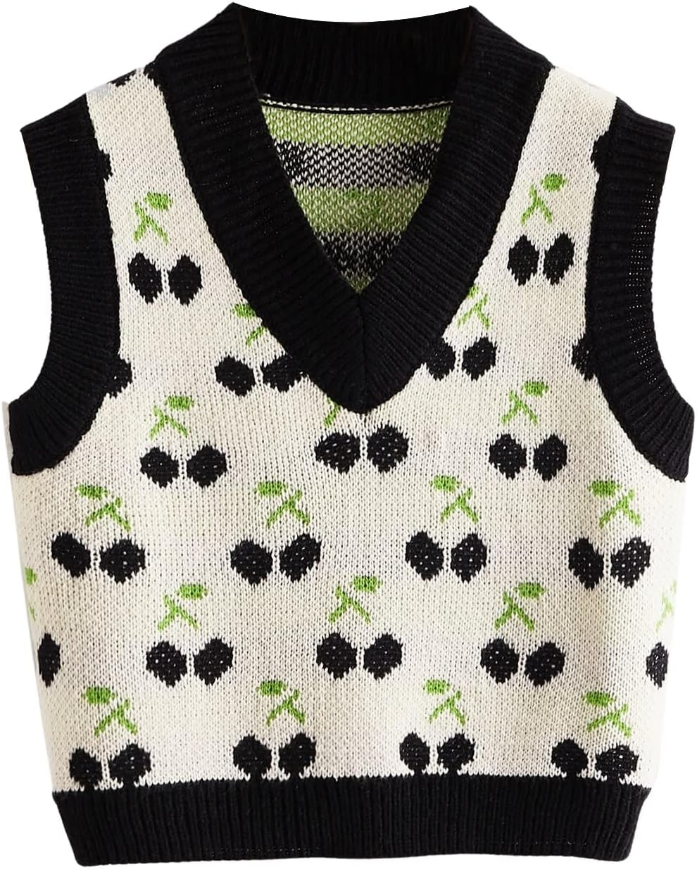 Floerns Women's Cute Heart Print V Neck Sleeveless Sweater Vest Knit Top