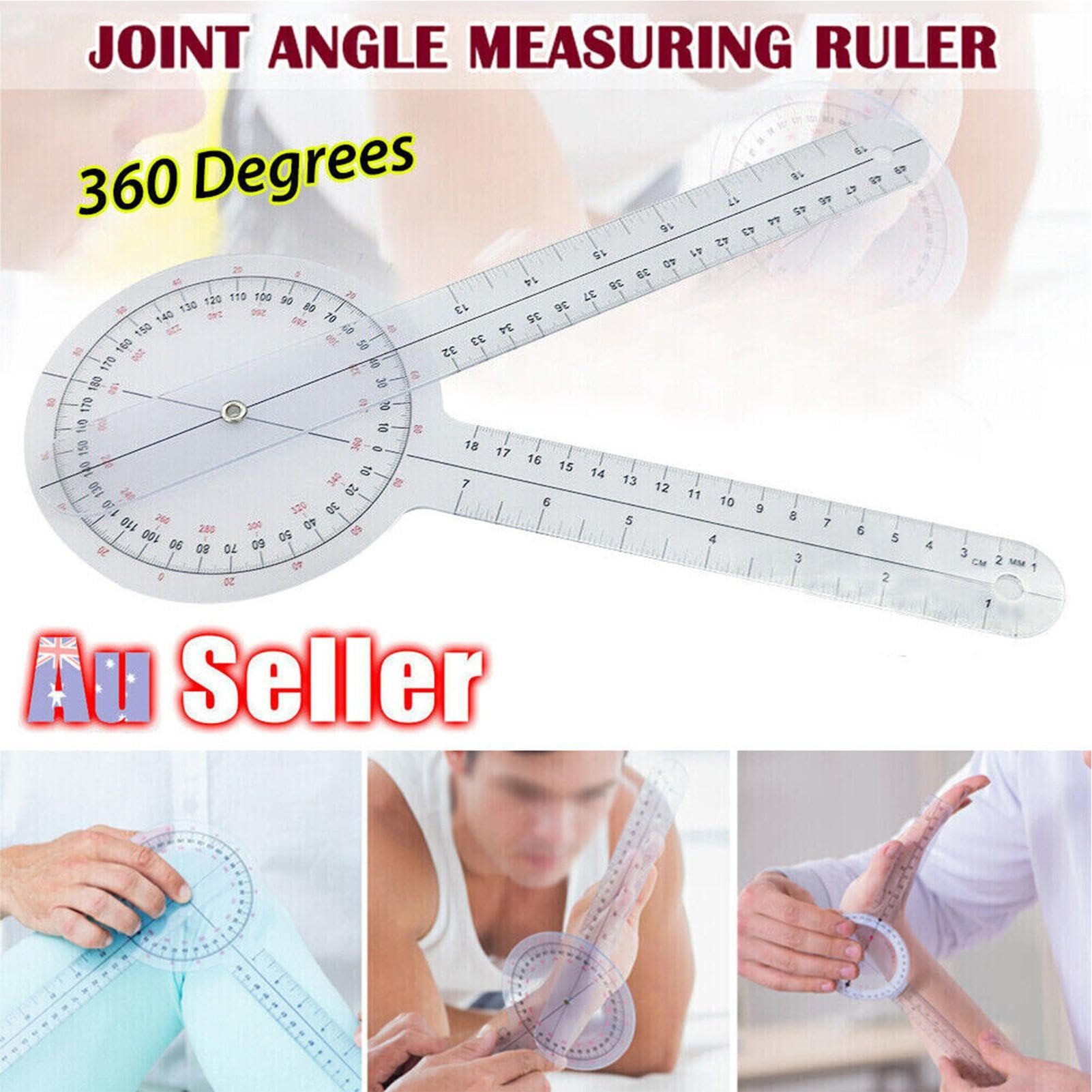 Goniometro da 30,5 cm, goniometro da 30,5 cm, goniometro fisico professionale, angolo fisico a 360 gradi, righello per articolazioni del ginocchio, gomito, spalla o anca