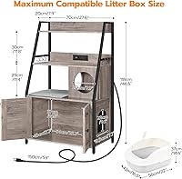 Vista 8 de HOOBRO Caja de arena con 2 estantes de almacenamiento, mueble alto para caja de arena oculto con estación de carga, mueble para caja de arena oculta