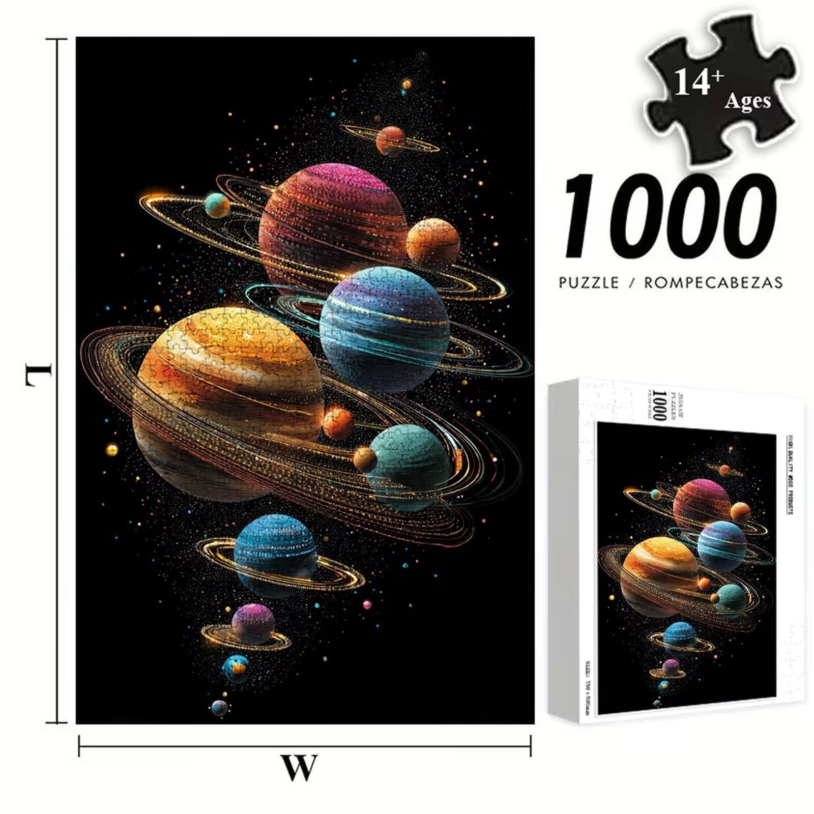 Puzzle 1500 Piezas Adultos Planeta & Universo, Rompecabezas con Letras Traseras y Póster, Pasatiempo Antiestrés, Decoración de Pared, Regalo Decorar Mujer Hombre 87 x 57 cm (14 Años +) P3#1116