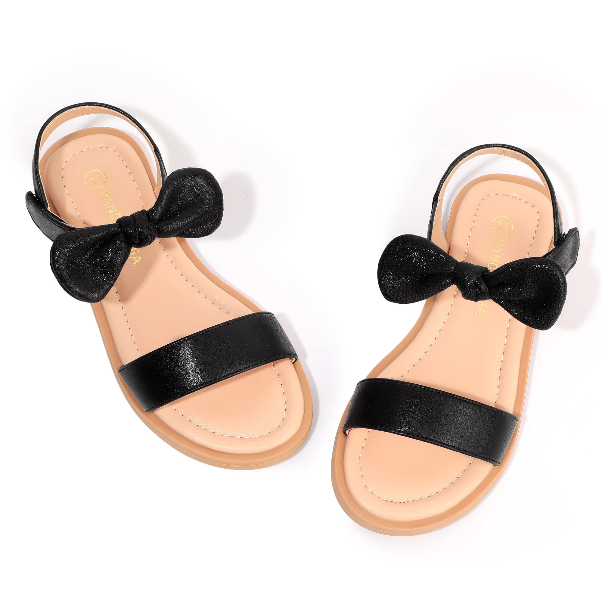 PANDANINJIA Gina Girls Sandals Open Toe Summer Flats Dress Sandals shoes Toddler/Little Kid/Big Kid