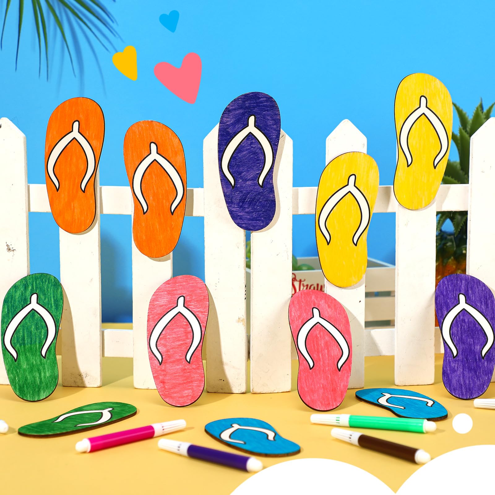 Chivertionchivertion 24 Pcs Summer Flip Flop Crafts For Kids Diy