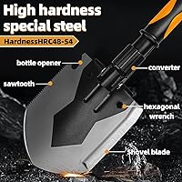 Vista 4 de Survival Camping Shovel Multifunctional Folding Shovel Heavy Duty Alloy Steel Tactical Shovel with Saw for Hiking