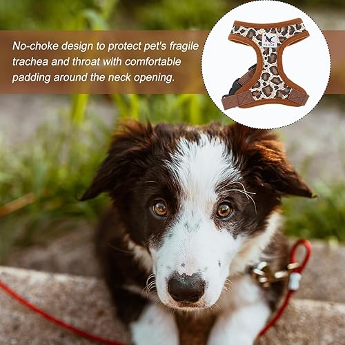 Miniatura 5 de TEHAUX Arnés para perros, arnés ajustable acolchado para mascotas, arnés para cachorros, talla XS (estampado de leopardo)