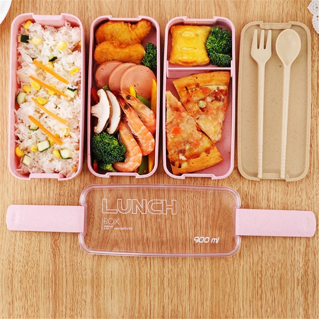 Bento-Box-Lunchbox, Mikrowellen-Lunchbox 3-lagige Aufbewahrungsbox Obstsalat-Reis-Bento-Box-Büro-Lunchbox-Küchenbedarf (Color : A, Size : As The Picture Shows)