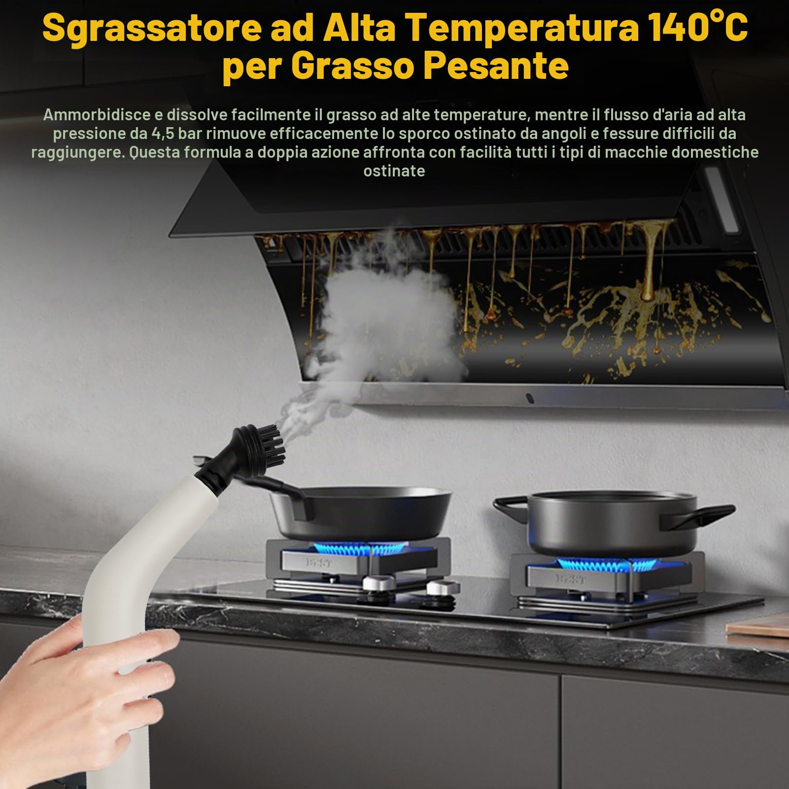 Pulitore a vapore ad alta pressione per cucina e casa, 800 ml (standard europeo)
