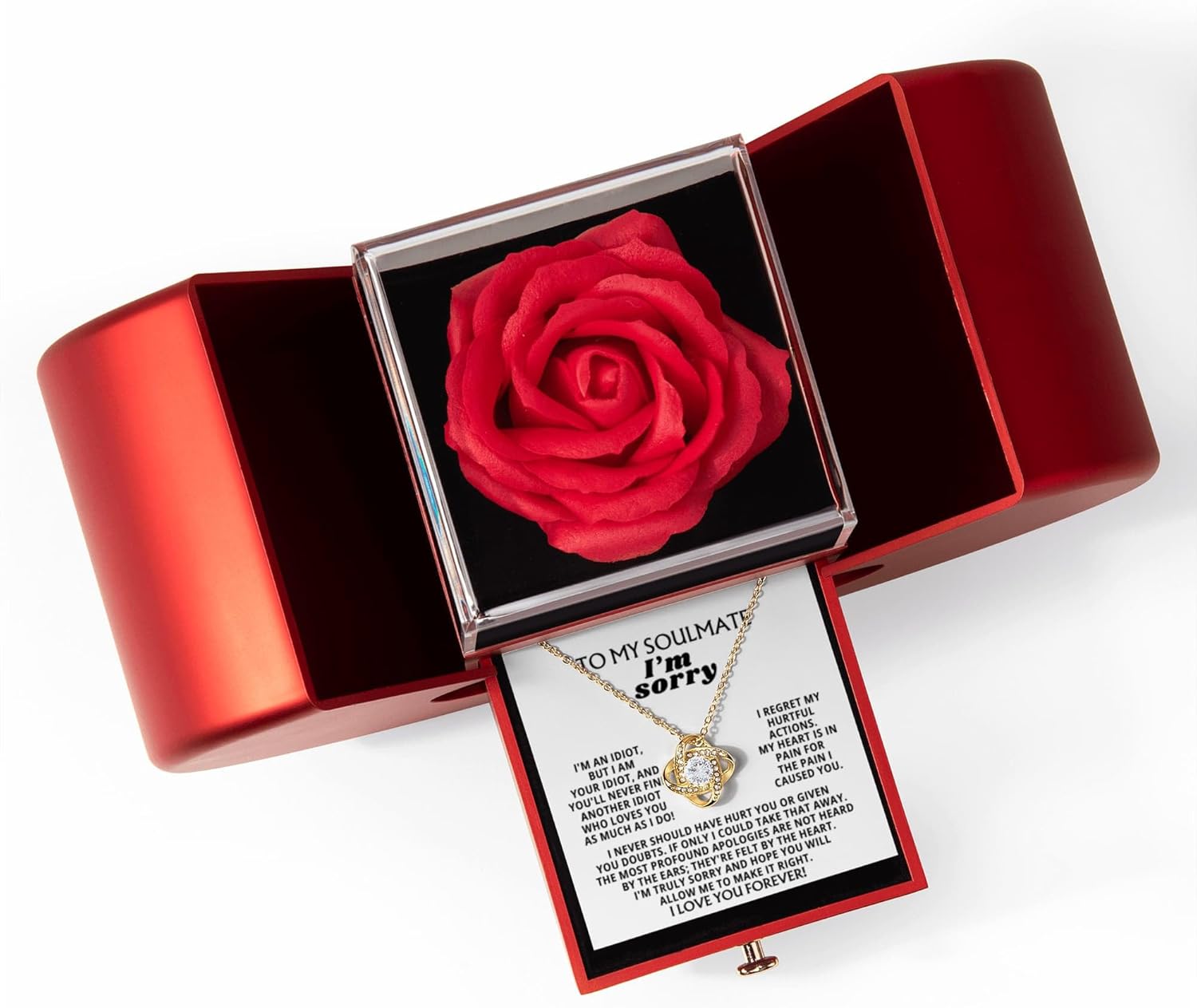 Jewelry To My Wife - Truly Sorry, Love Knot Necklace, Gift For Wife, for her,Gifts Romantic, Christmas Birthday, Valentine Day, Heart Rose Box