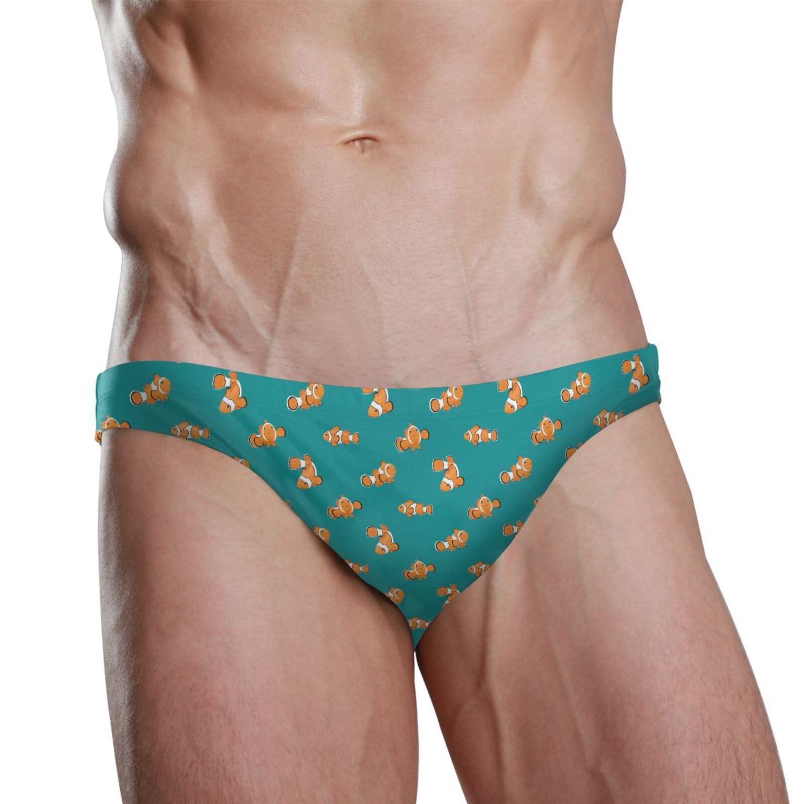 JHKKU Mens Clown Fish Swim Briefs Fashion Low Rise Bikini Swimwear Beach Swimsuits with Drawstring XL