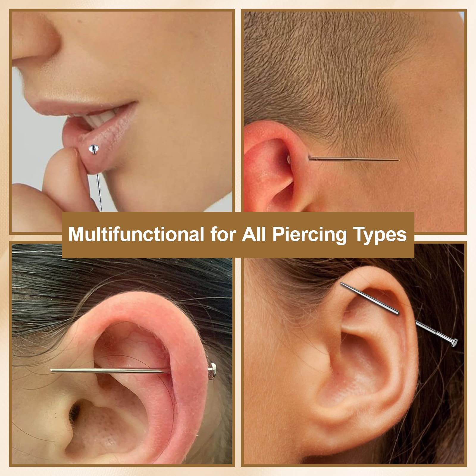 7 Pcs Piercing Ball Grabber and Opener Set, Piercing Taper Insertion Tool, Piercing Tools to Change Jewellery, 16G 18G Compatible Stainless Steel Flat Back Earring Applicator Tool for Ears Nose Lip — view 7