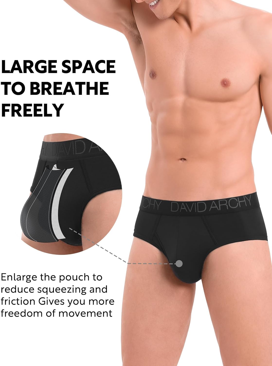 DAVID ARCHY Men's Underwear Briefs Rayon Made from Bamboo Wicking-Moisture Support Pouch Soft Underwear for Men 4 or 7 Pack - Image 2