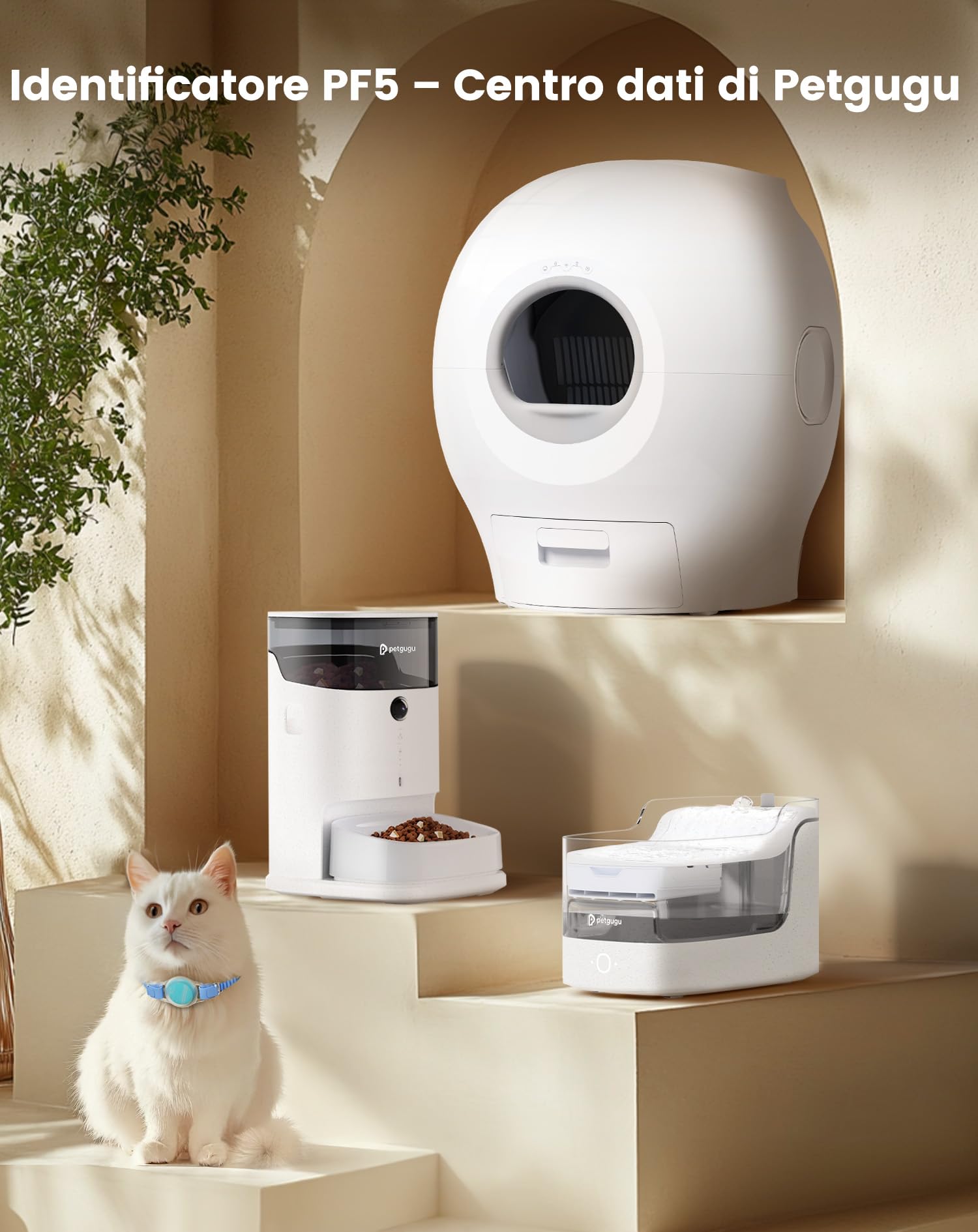 PETGUGU Collare Intelligente Gatto Tracciatore Gatto Monitoraggio di ogni Gatto Per Famiglie con Più Animali Per Fontana Acqua Gatti PF1 Distributore Automatico PF2 Lettiera per Gatti PW5