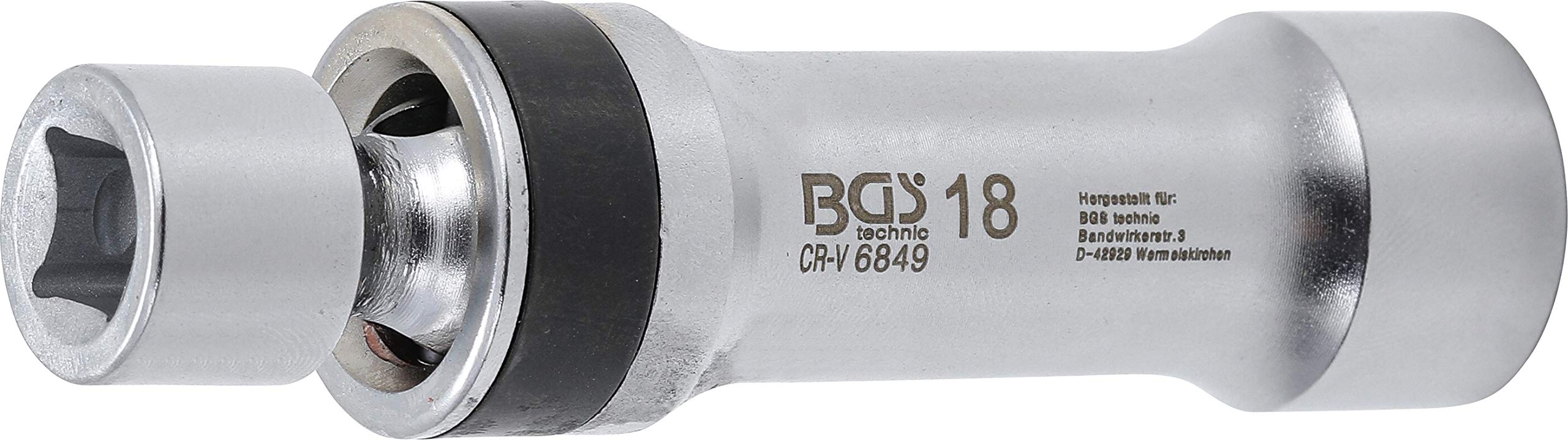 BGS 6849 | Douille articulée à bougie douze pans avec ressort de retenue | 18 mm