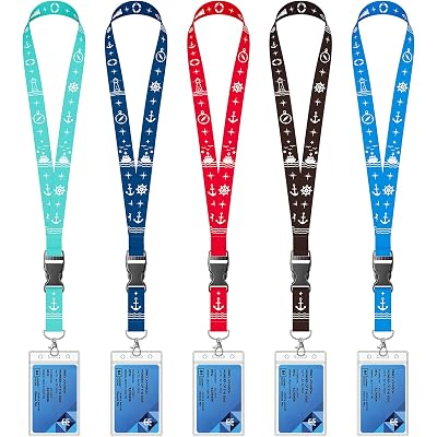 Cruise Lanyard for Ship Cards, 5 Pack Cruise Ship Lanyards with Waterproof ID Badge Holders & Detachable Buckle, Cruise Essentials 2026 for Carnival, Royal Caribbean, MSC, NCL