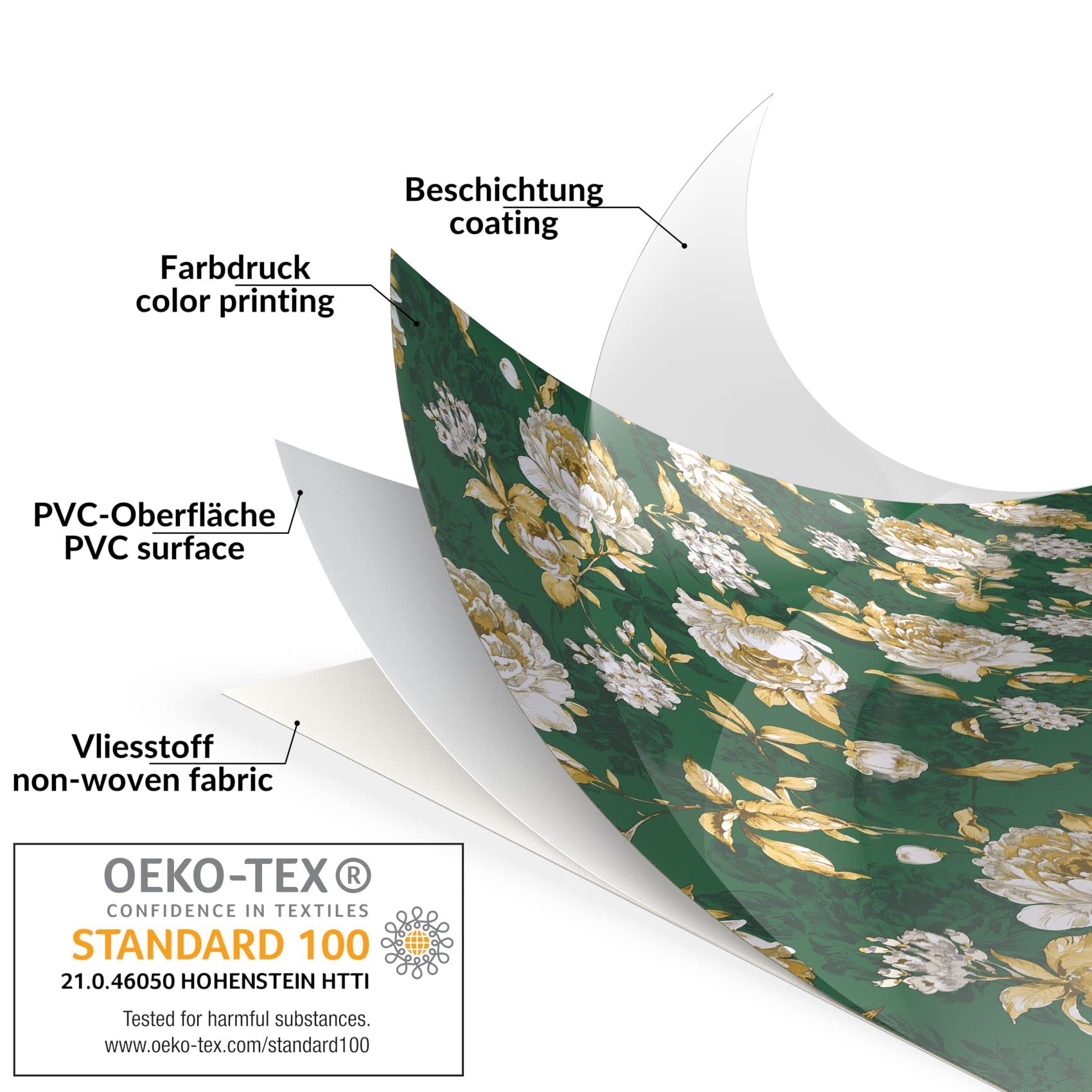 Tovaglia Cerata Effetto Lino Lavabile Verde 180x140 Cm | ANRO Tovaglia Impermeabile Per Cucina E Giardino
