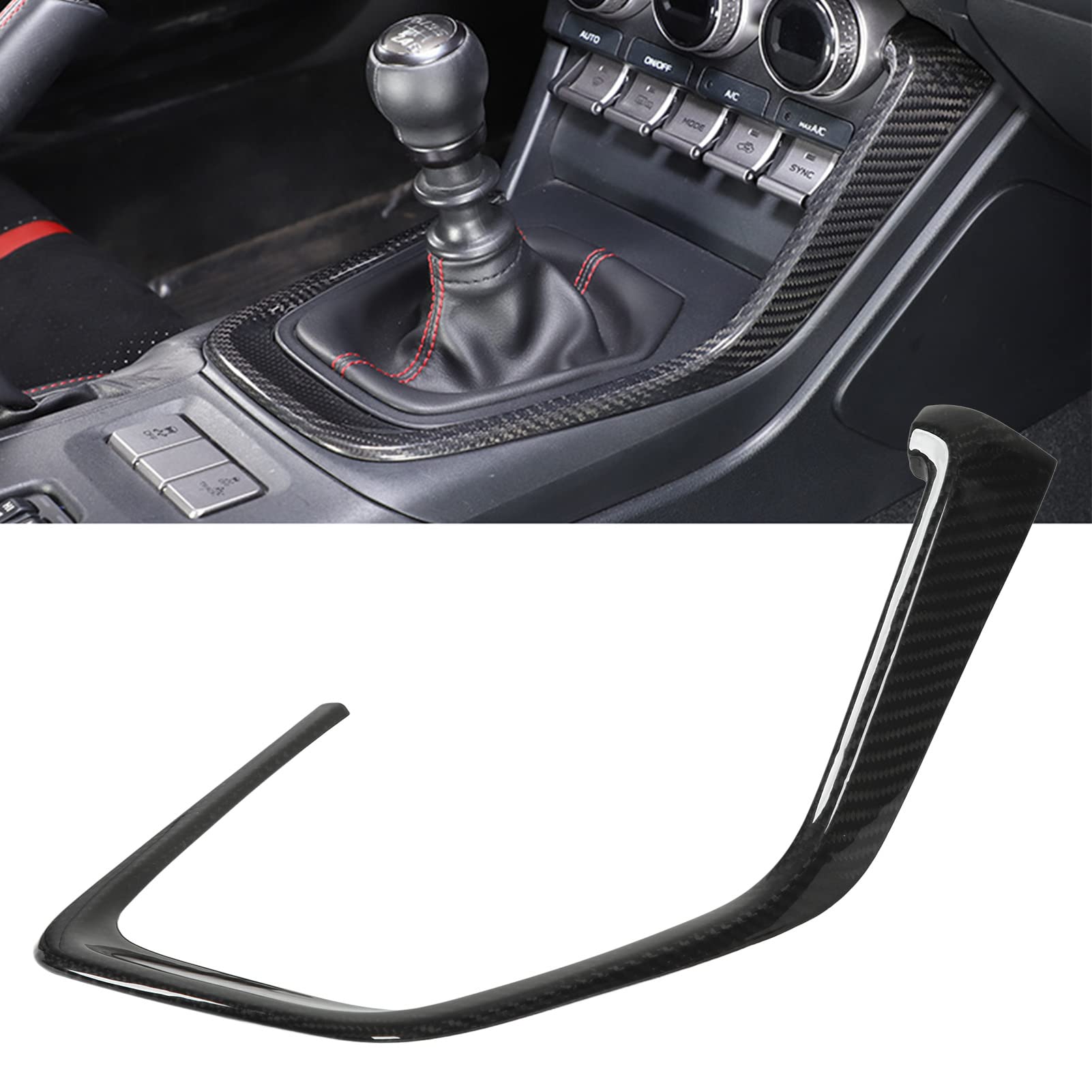 Qqmora Auto-Getriebegehäuse-Abdeckungsverkleidung mit Glänzendem Carbonfaser-Look für GR86 ZN8 ZD8 2022 und Später, Einfache Installation, Langlebiger Aufkleber, 1 Einheit