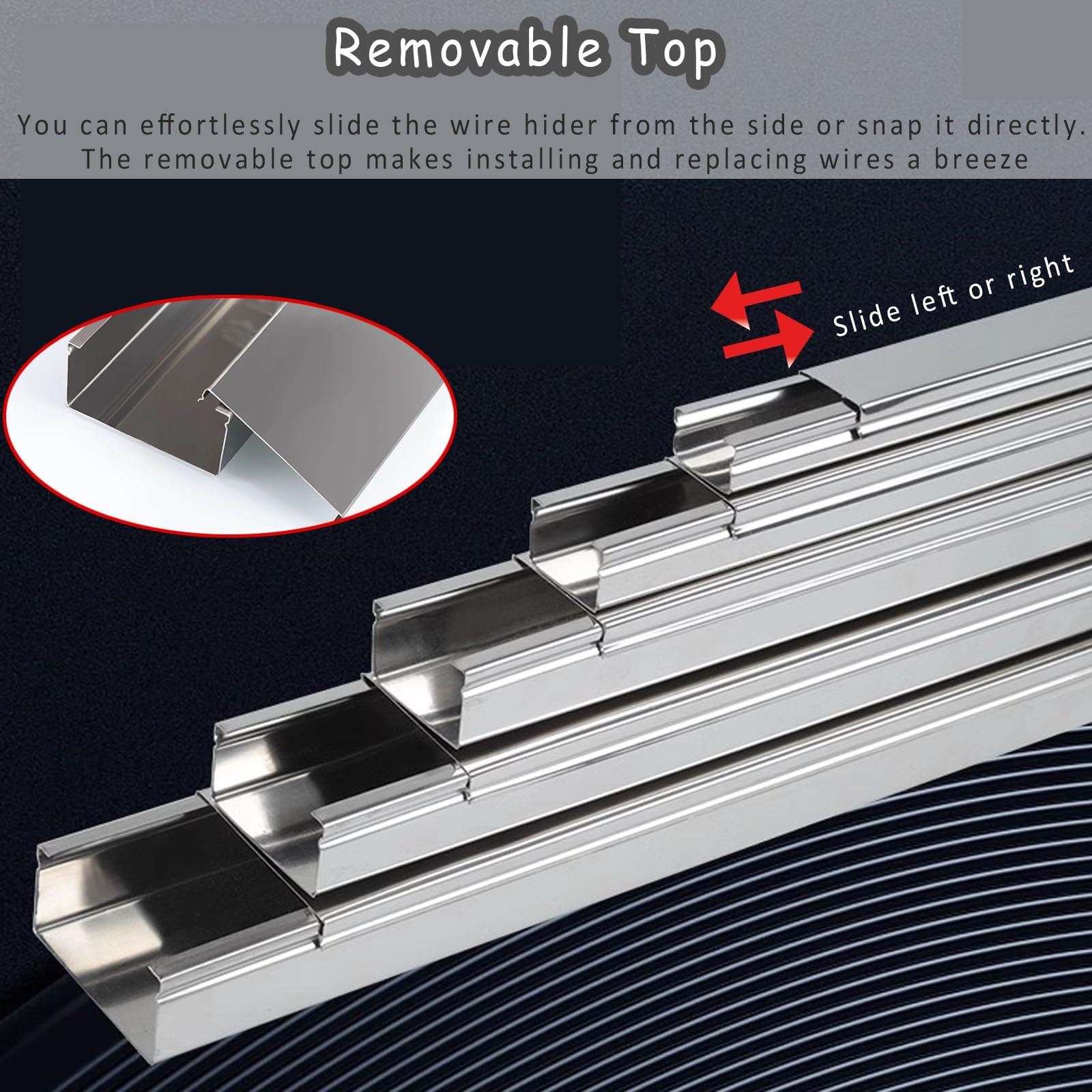 goulotte de câblage 2 PCS Goulotte Pour Câbles TV, Goulotte Pour Câbles D'intérieur Avec Couvercle Amovible Et Vis, Cache-fils En Acier Inoxydable Pour Les Hôpitaux, Les Bureaux, Les Chambres À Couche