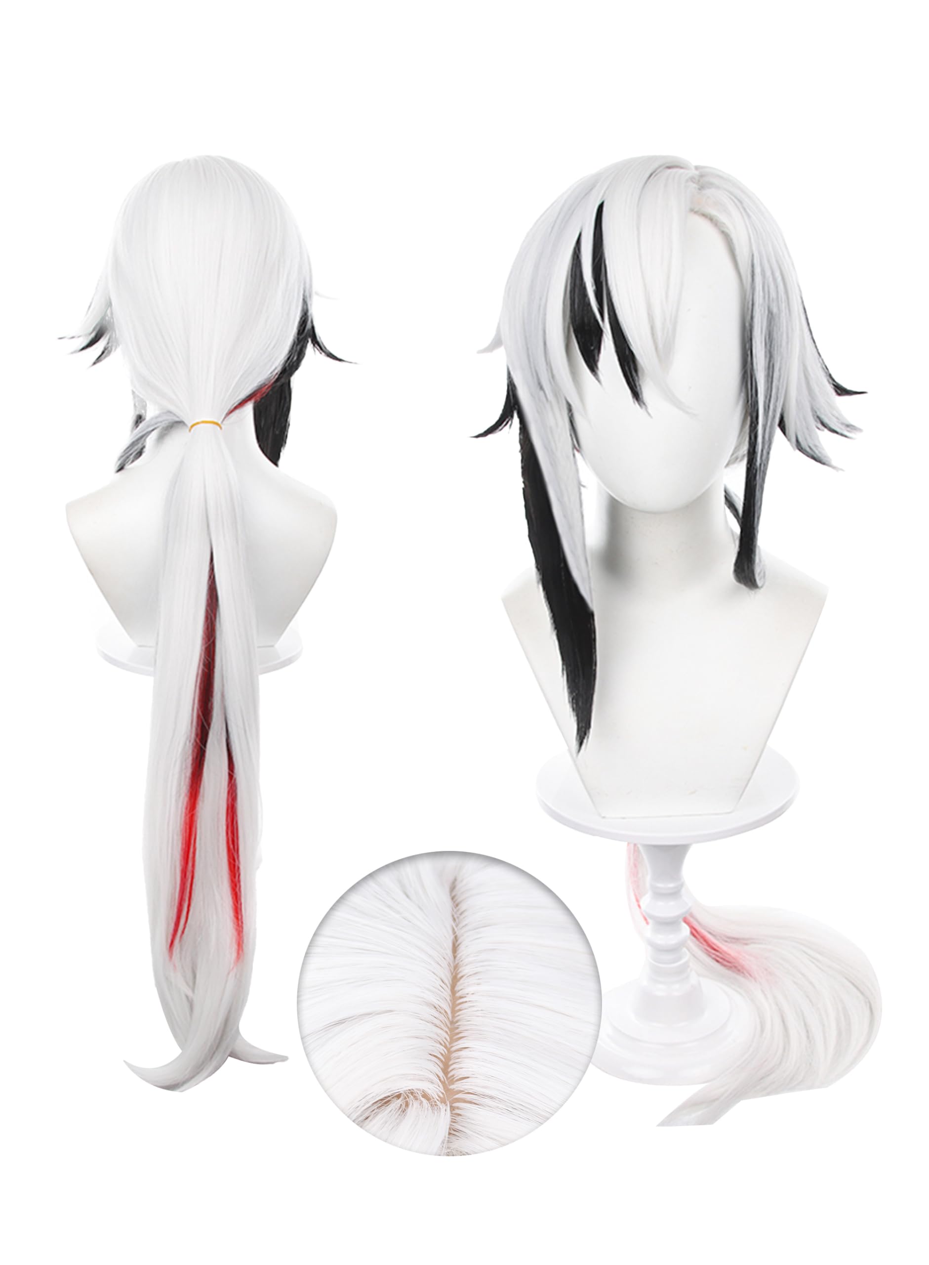 OSIAS Genshin Arlecchino Wig Platinum Black Blended Short Synthetic Heat Resistant Hair