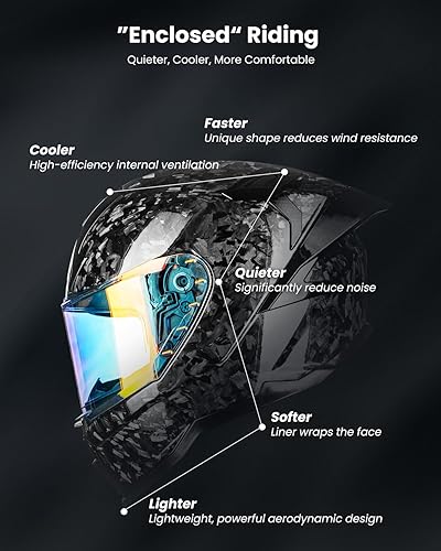 Miniatura 4 de ILM Casco de motocicleta de fibra de carbono, casco de carreras de cara completa para adultos, DOT ECE, Cascos para Motos MF577P (carbono forjado,