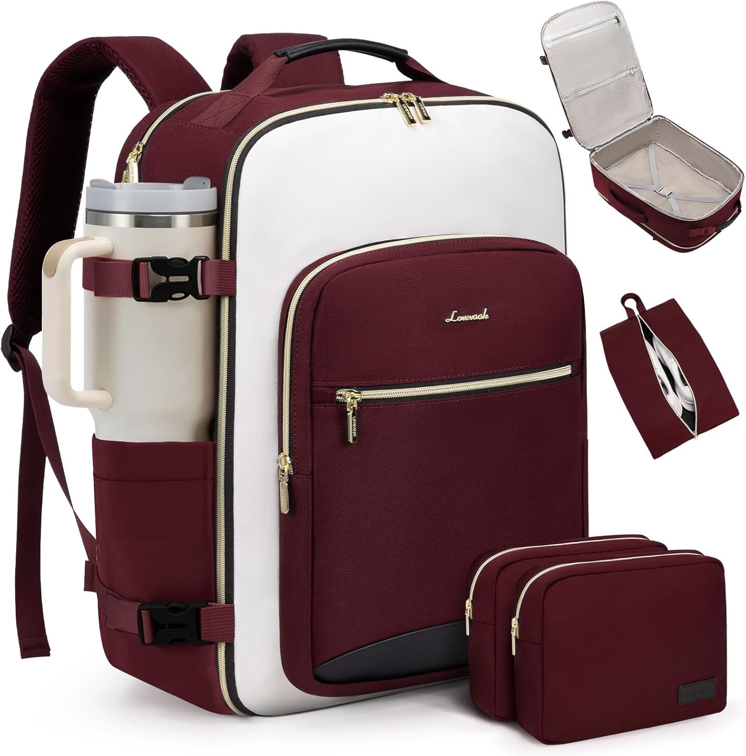 LOVEVOOK Large Travel Backpack for Women & Men, 40L Carry on Backpack for Airplanes, TSA Personal Item Travel Bag fits 17" Laptop, Waterproof Travel Essentials Airline Approved with 3 Packing Cubes