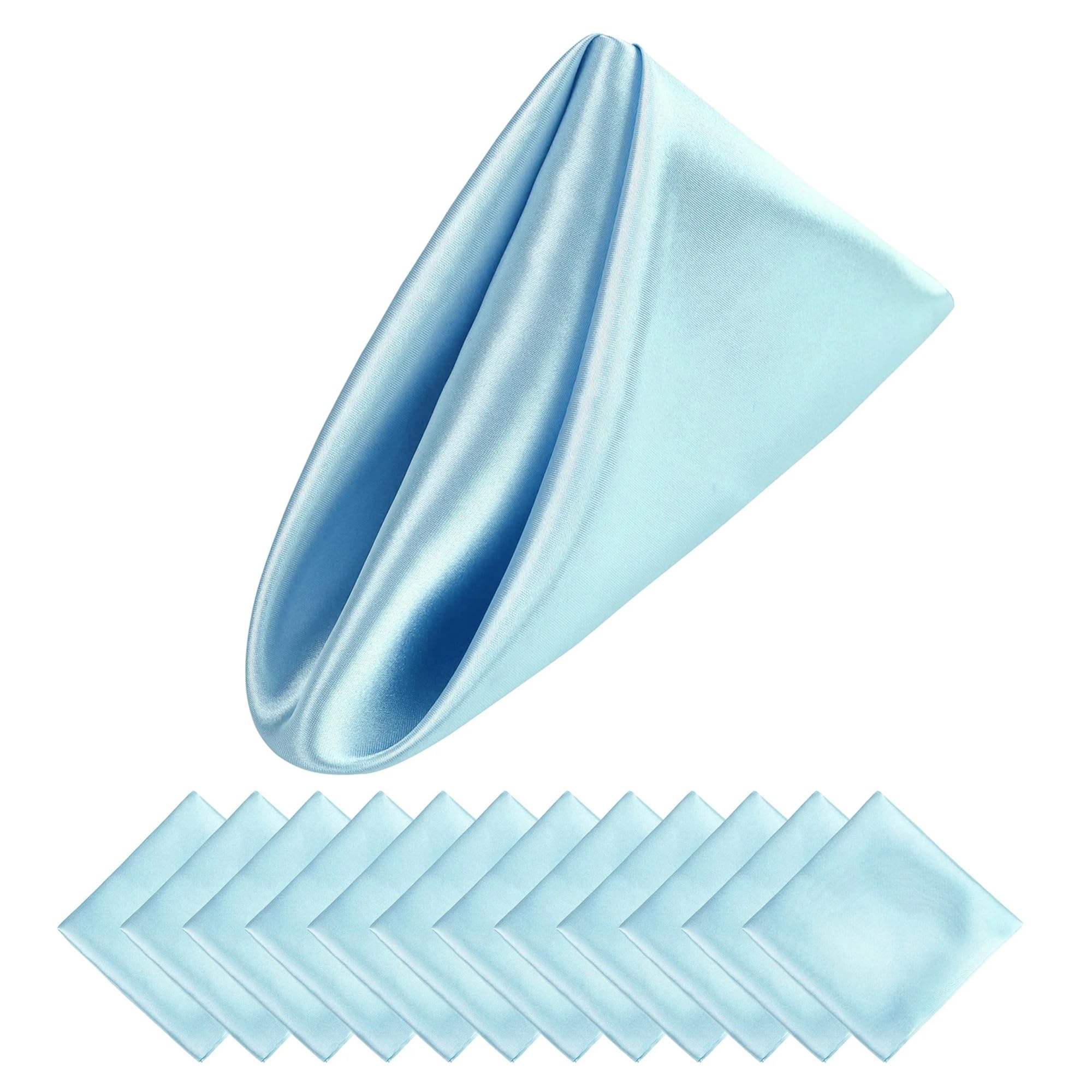 Napkins 30PCS 30x30cm Wedding Green Satin Napkin Soft Table Napkins For Romantic Party Dinner Decoration(30PCS Sky blue)
