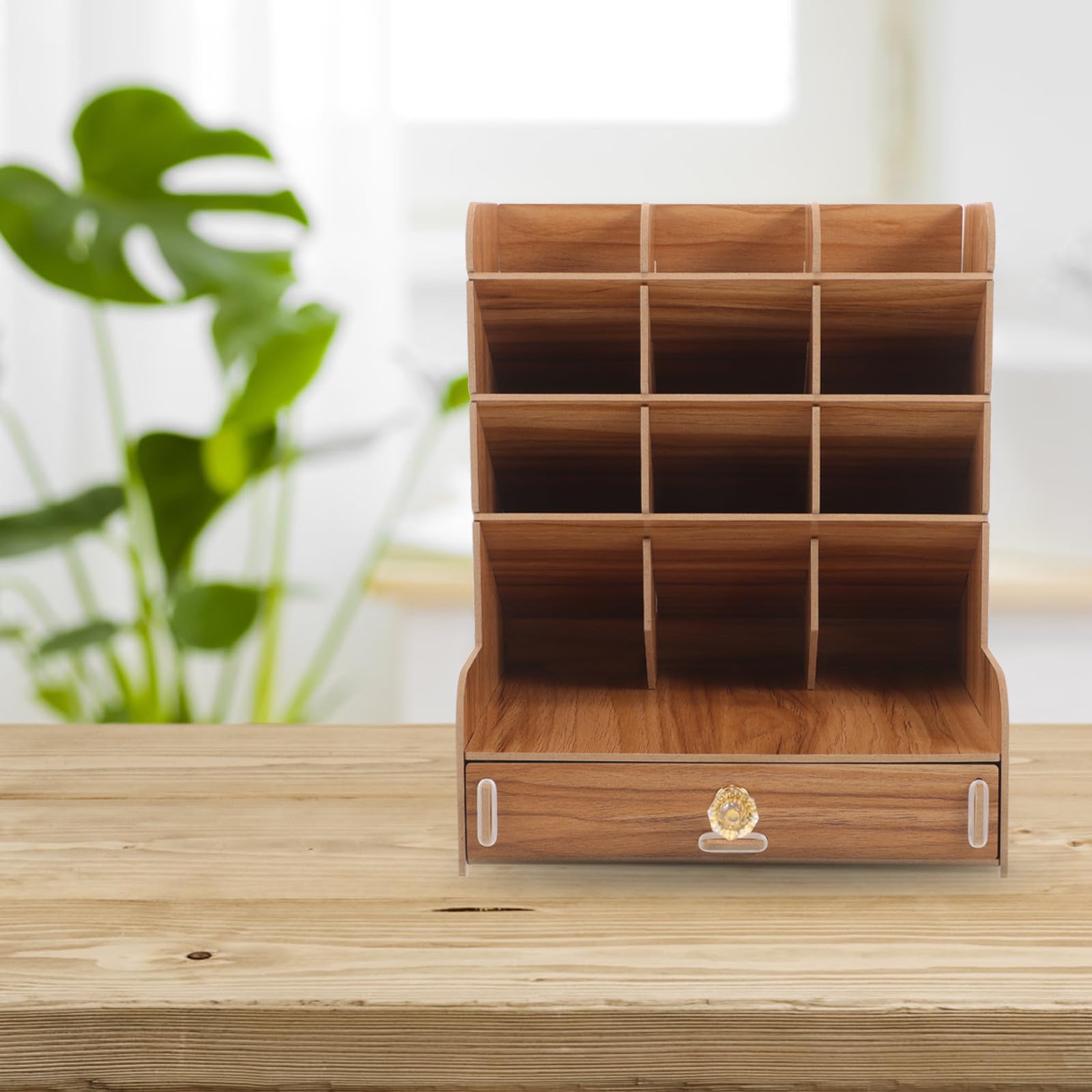 Portalápices de Madera Compacto y Sólido Diseño Simple y Limpio para Escritorio, Organizador de Bolígrafos Práctico Adecuado para Oficina y Mesa