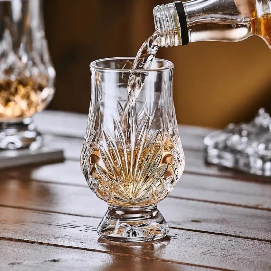 Livaas 160ml Brandy Snifter Whisky Glasses Tumbler,Crystal Cut Whiskey Glass,Juice Glass (Set of 4) 2