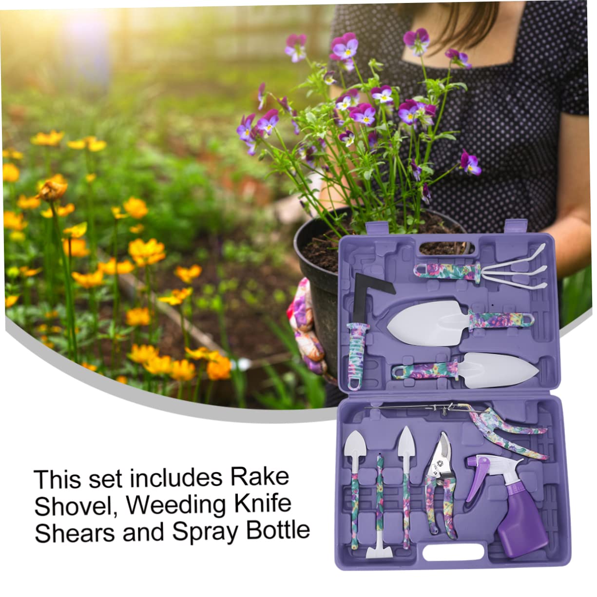 BESPORTBLE 10 Pièces Outils De Jardinage avec Râteau Cisaille Et Pelle Kit De Jardinage Robuste pour Et