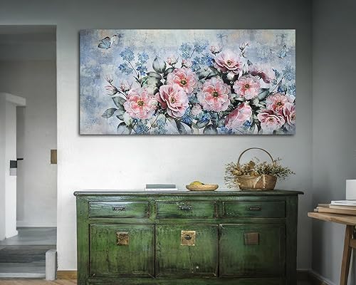 Miniatura 5 de Acocifi Arte floral para pared, pintura de peonías para sala de estar, imagen de flores rosas, lienzo grande, decoración de pared, obra de arte
