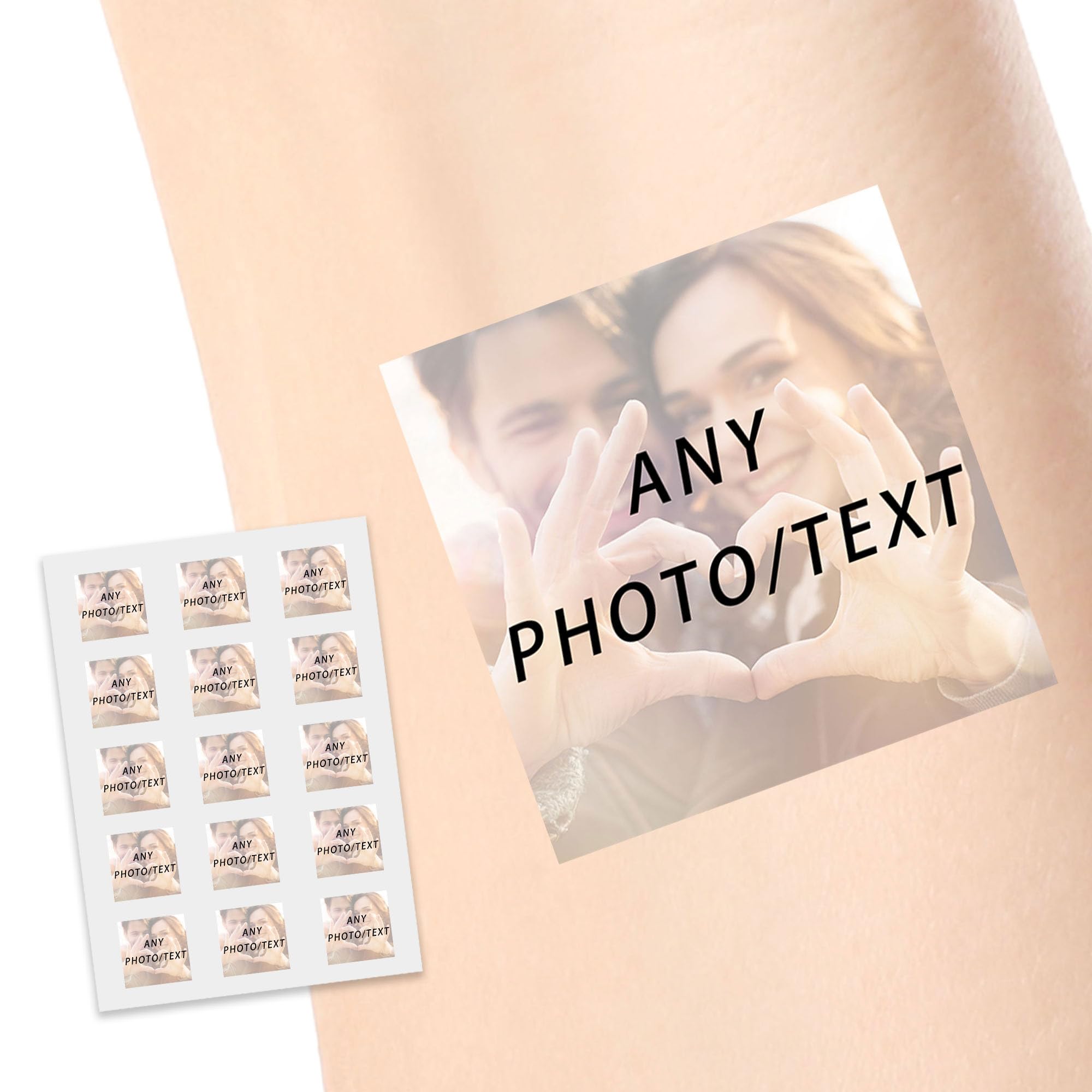 Personalized Temporary Tattoos, Custom Any Logo Text Tattoos for Birthday Wedding Bachelorette Party, 1 Set of 15 Pieces Customized Tattoos Temporary