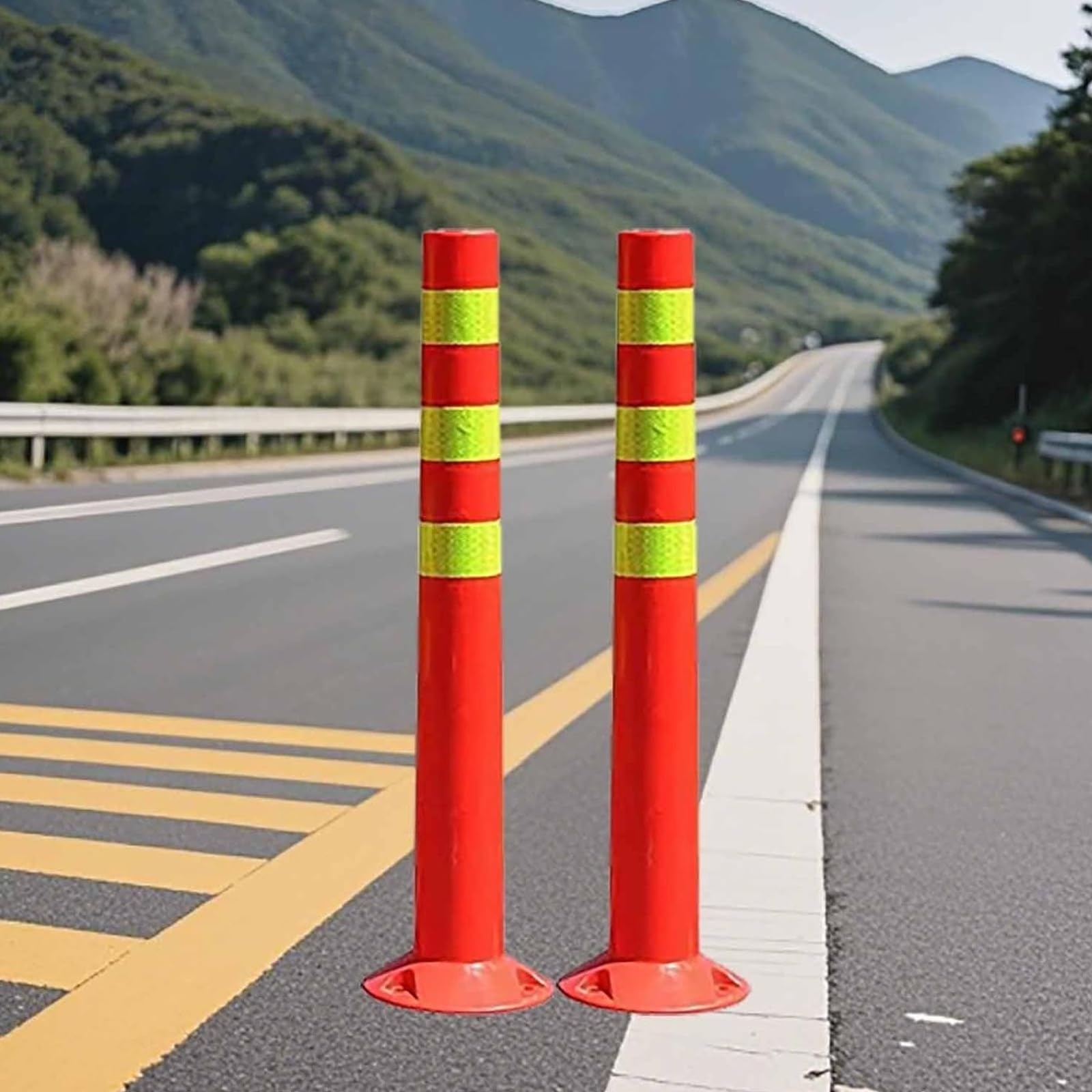 Generico Dissuasori di Sicurezza Riflettenti - Confezione da 5 Pali di Sicurezza in plastica per Il Controllo del Traffico, parcheggi Esterni, Barriere per marciapiedi e delimitazione della carreggia